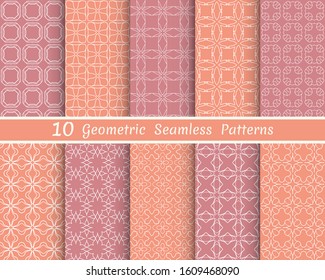 Set of seamless line patterns. Colorful geometric backgrounds collection. Endless repeating linear texture for wallpaper, packaging, banners, invitations, business cards, fabric print