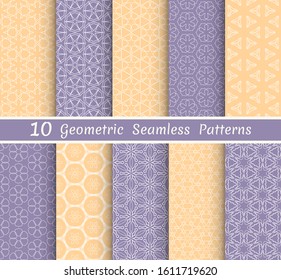 Set of seamless line patterns. Colorful geometric backgrounds collection. Endless repeating linear texture for wallpaper, packaging, banners, invitations, business cards, fabric print