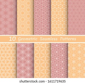 Set of seamless line patterns. Colorful geometric backgrounds collection. Endless repeating linear texture for wallpaper, packaging, banners, invitations, business cards, fabric print