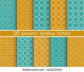 Set of seamless line patterns. Colorful geometric backgrounds collection. Endless repeating linear texture for wallpaper, packaging, banners, invitations, business cards, fabric print