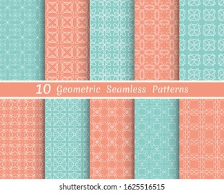 Set of seamless line patterns. Colorful geometric backgrounds collection. Endless repeating linear texture for wallpaper, packaging, banners, invitations, business cards, fabric print