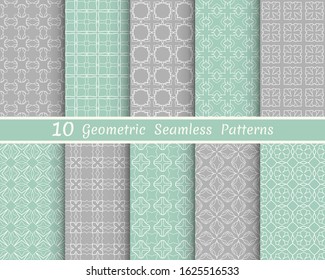 Set of seamless line patterns. Colorful geometric backgrounds collection. Endless repeating linear texture for wallpaper, packaging, banners, invitations, business cards, fabric print