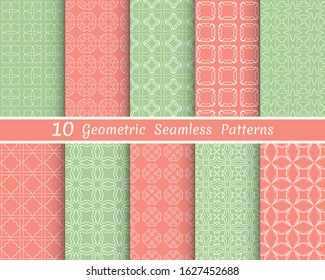 Set of seamless line patterns. Colorful geometric backgrounds collection. Endless repeating linear texture for wallpaper, packaging, banners, invitations, business cards, fabric print