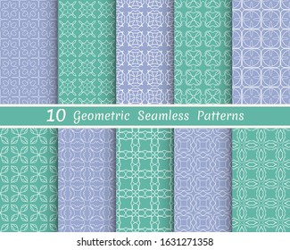 Set of seamless line patterns. Colorful geometric backgrounds collection. Endless repeating linear texture for wallpaper, packaging, banners, invitations, business cards, fabric print