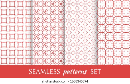 Set of seamless line patterns. Colorful geometric backgrounds collection. Endless repeating linear texture for wallpaper, packaging, banners, invitations, business cards, fabric print