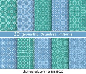 Set of seamless line patterns. Colorful geometric backgrounds collection. Endless repeating linear texture for wallpaper, packaging, banners, invitations, business cards, fabric print