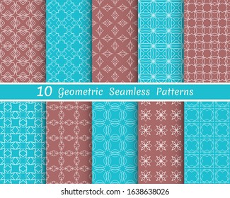 Set of seamless line patterns. Colorful geometric backgrounds collection. Endless repeating linear texture for wallpaper, packaging, banners, invitations, business cards, fabric print