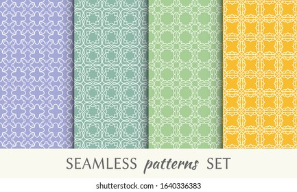 Set of seamless line patterns. Colorful geometric backgrounds collection. Endless repeating linear texture for wallpaper, packaging, banners, invitations, business cards, fabric print