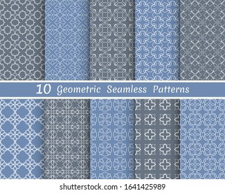 Set of seamless line patterns. Colorful geometric backgrounds collection. Endless repeating linear texture for wallpaper, packaging, banners, invitations, business cards, fabric print