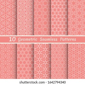 Set of seamless line patterns. Colorful geometric backgrounds collection. Endless repeating linear texture for wallpaper, packaging, banners, invitations, business cards, fabric print