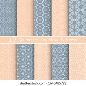 Set of seamless line patterns. Colorful geometric backgrounds collection. Endless repeating linear texture for wallpaper, packaging, banners, invitations, business cards, fabric print