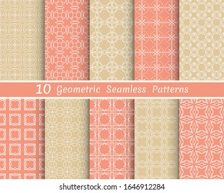 Conjunto de patrones de línea sin fisuras. Colección de fondo geométrico y colorido. Textura lineal extensible para papel pintado, embalaje, banners, invitaciones, tarjetas de visita, impresión de tela