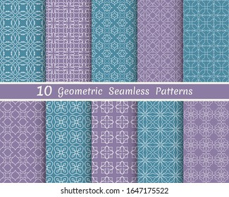 Set of seamless line patterns. Colorful geometric backgrounds collection. Endless repeating linear texture for wallpaper, packaging, banners, invitations, business cards, fabric print