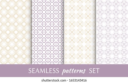 Set of seamless line patterns. Colorful geometric backgrounds collection. Endless repeating linear texture for wallpaper, packaging, banners, invitations, business cards, fabric print