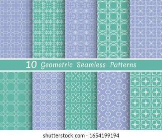 Satz nahtloser Zeilenmuster. Farbige Kollektion geometrischer Hintergründe. Endlos wiederholte lineare Struktur für Bildschirmhintergründe, Verpackungen, Banner, Einladungen, Visitenkarten, Stoffdruck