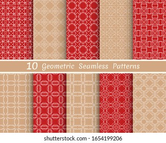 Set of seamless line patterns. Colorful geometric backgrounds collection. Endless repeating linear texture for wallpaper, packaging, banners, invitations, business cards, fabric print