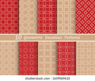 Satz nahtloser Zeilenmuster. Farbige Kollektion geometrischer Hintergründe. Endlos wiederholte lineare Struktur für Bildschirmhintergründe, Verpackungen, Banner, Einladungen, Visitenkarten, Stoffdruck