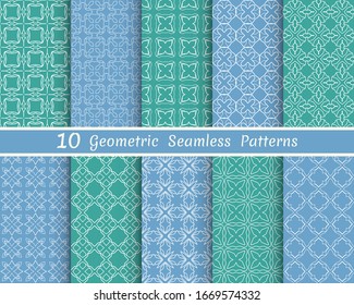 Set of seamless line patterns. Colorful geometric backgrounds collection. Endless repeating linear texture for wallpaper, packaging, banners, invitations, business cards, fabric print