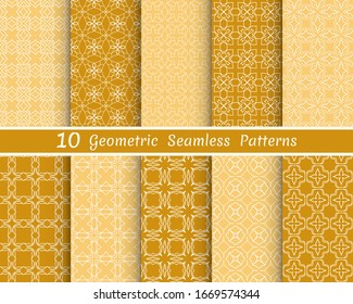 Set of seamless line patterns. Colorful geometric backgrounds collection. Endless repeating linear texture for wallpaper, packaging, banners, invitations, business cards, fabric print