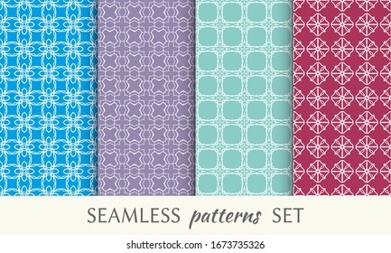 Set of seamless line patterns. Colorful geometric backgrounds collection. Endless repeating linear texture for wallpaper, packaging, banners, invitations, business cards, fabric print