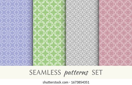 Set of seamless line patterns. Colorful geometric backgrounds collection. Endless repeating linear texture for wallpaper, packaging, banners, invitations, business cards, fabric print