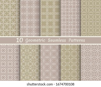 Set of seamless line patterns. Colorful geometric backgrounds collection. Endless repeating linear texture for wallpaper, packaging, banners, invitations, business cards, fabric print