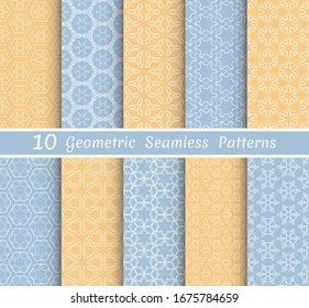 Set of seamless line patterns. Colorful geometric backgrounds collection. Endless repeating linear texture for wallpaper, packaging, banners, invitations, business cards, fabric print