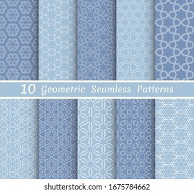 Set of seamless line patterns. Colorful geometric backgrounds collection. Endless repeating linear texture for wallpaper, packaging, banners, invitations, business cards, fabric print
