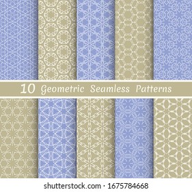Set of seamless line patterns. Colorful geometric backgrounds collection. Endless repeating linear texture for wallpaper, packaging, banners, invitations, business cards, fabric print