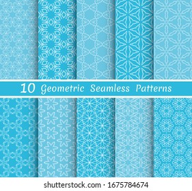 Satz nahtloser Zeilenmuster. Farbige Kollektion geometrischer Hintergründe. Endlos wiederholte lineare Struktur für Bildschirmhintergründe, Verpackungen, Banner, Einladungen, Visitenkarten, Stoffdruck