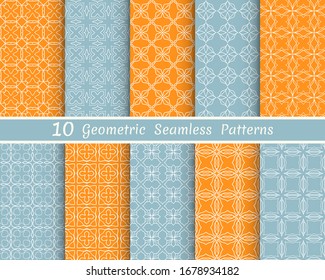 Set of seamless line patterns. Colorful geometric backgrounds collection. Endless repeating linear texture for wallpaper, packaging, banners, invitations, business cards, fabric print