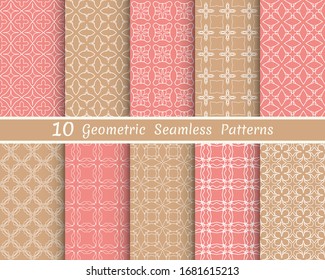Set of seamless line patterns. Colorful geometric backgrounds collection. Endless repeating linear texture for wallpaper, packaging, banners, invitations, business cards, fabric print
