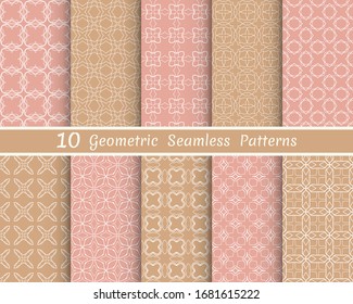 Set of seamless line patterns. Colorful geometric backgrounds collection. Endless repeating linear texture for wallpaper, packaging, banners, invitations, business cards, fabric print