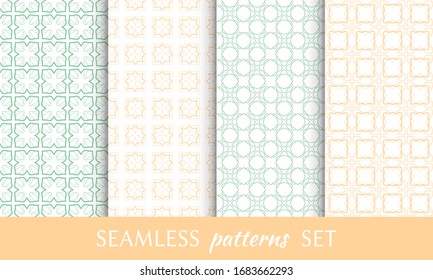 Set of seamless line patterns. Colorful geometric backgrounds collection. Endless repeating linear texture for wallpaper, packaging, banners, invitations, business cards, fabric print