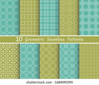 Set of seamless line patterns. Colorful geometric backgrounds collection. Endless repeating linear texture for wallpaper, packaging, banners, invitations, business cards, fabric print