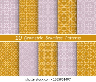 Set of seamless line patterns. Colorful geometric backgrounds collection. Endless repeating linear texture for wallpaper, packaging, banners, invitations, business cards, fabric print