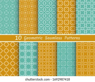 Conjunto de patrones de línea sin fisuras. Colección de fondo geométrico y colorido. Textura lineal extensible para papel pintado, embalaje, banners, invitaciones, tarjetas de visita, impresión de tela