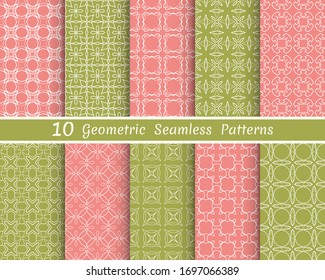 Set of seamless line patterns. Colorful geometric backgrounds collection. Endless repeating linear texture for wallpaper, packaging, banners, invitations, business cards, fabric print