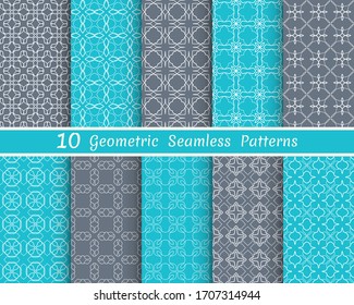 Set of seamless line patterns. Colorful geometric backgrounds collection. Endless repeating linear texture for wallpaper, packaging, banners, invitations, business cards, fabric print