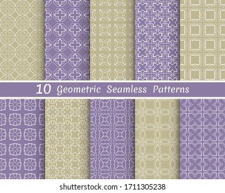 Conjunto de patrones de línea sin fisuras. Colección de fondo geométrico y colorido. Textura lineal extensible para papel pintado, embalaje, banners, invitaciones, tarjetas de visita, impresión de tela