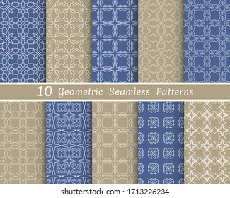 Set of seamless line patterns. Colorful geometric backgrounds collection. Endless repeating linear texture for wallpaper, packaging, banners, invitations, business cards, fabric print