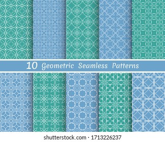 Set of seamless line patterns. Colorful geometric backgrounds collection. Endless repeating linear texture for wallpaper, packaging, banners, invitations, business cards, fabric print