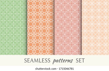 Set of seamless line patterns. Colorful geometric backgrounds collection. Endless repeating linear texture for wallpaper, packaging, banners, invitations, business cards, fabric print