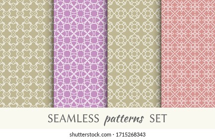 Set of seamless line patterns. Colorful geometric backgrounds collection. Endless repeating linear texture for wallpaper, packaging, banners, invitations, business cards, fabric print