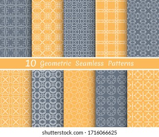 Set of seamless line patterns. Colorful geometric backgrounds collection. Endless repeating linear texture for wallpaper, packaging, banners, invitations, business cards, fabric print
