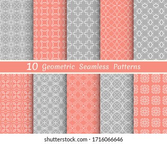 Set of seamless line patterns. Colorful geometric backgrounds collection. Endless repeating linear texture for wallpaper, packaging, banners, invitations, business cards, fabric print