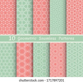 Conjunto de patrones de línea sin fisuras. Colección de fondo geométrico y colorido. Textura lineal extensible para papel pintado, embalaje, banners, invitaciones, tarjetas de visita, impresión de tela