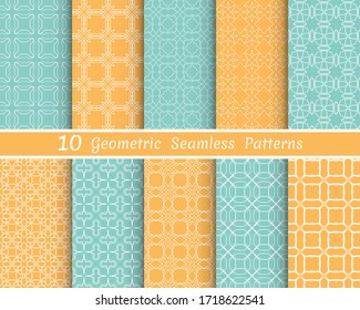 Conjunto de patrones de línea sin fisuras. Colección de fondo geométrico y colorido. Textura lineal extensible para papel pintado, embalaje, banners, invitaciones, tarjetas de visita, impresión de tela