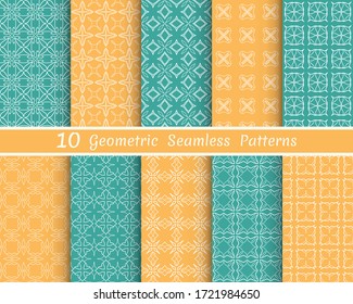 Set of seamless line patterns. Colorful geometric backgrounds collection. Endless repeating linear texture for wallpaper, packaging, banners, invitations, business cards, fabric print