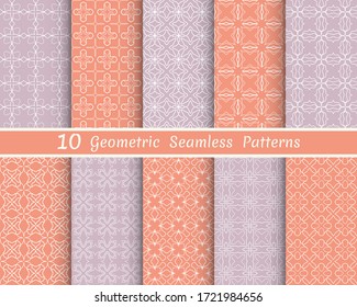 Set of seamless line patterns. Colorful geometric backgrounds collection. Endless repeating linear texture for wallpaper, packaging, banners, invitations, business cards, fabric print